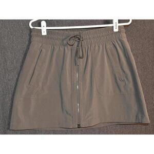 Athleta Women's 10 Expedition Skort Skirt Front Zip Drawstring Grey Athletic